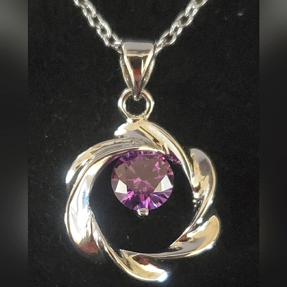 Cate & Chloe 18k Gold Plated Swirl Pendant Necklace with Swarovski Crystal NEW